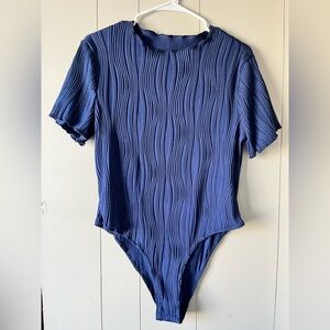SHEIN Navy Blue Textured Bodysuit